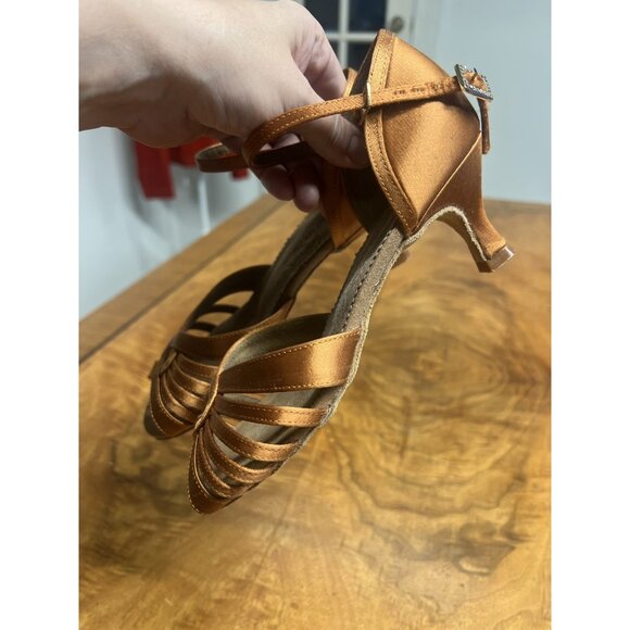 Shall We Dance Women’s 7 Burnt Orange Latin Ballroom Dance Shoes Kitten Heels - Picture 3 of 10
